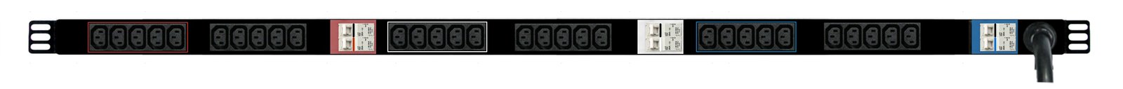 p3bi30h5-01.jpg PDU - 3phase: Total 30x IEC C13 10A outlets, 0RU